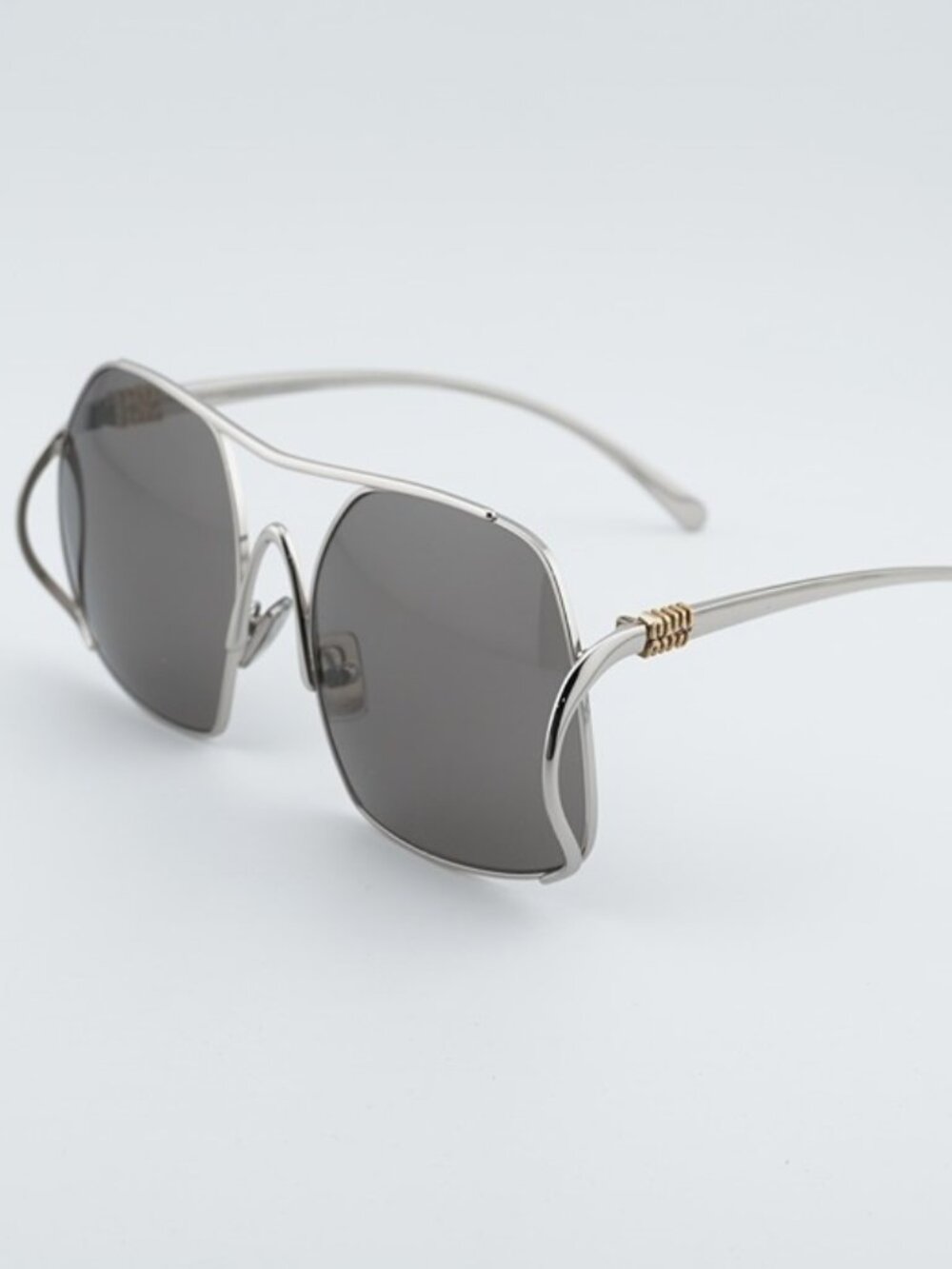 Miu Miu MUA55S 1BC80Q Sunglasses Silver Square Frame, Dark Grey Lenses